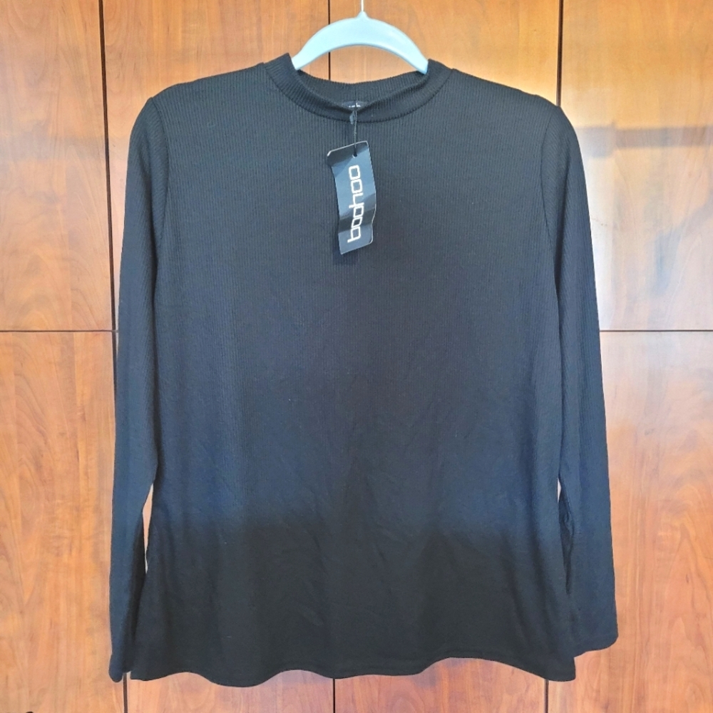 BOOHOO black long sleeve top